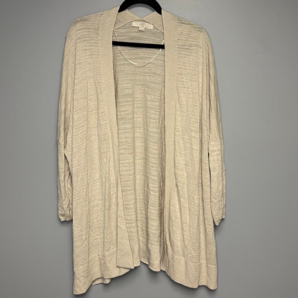 LOFT Plus Open Neutral Minimalist Beachy Lightweight Cardigan Womens Sz‎ 14